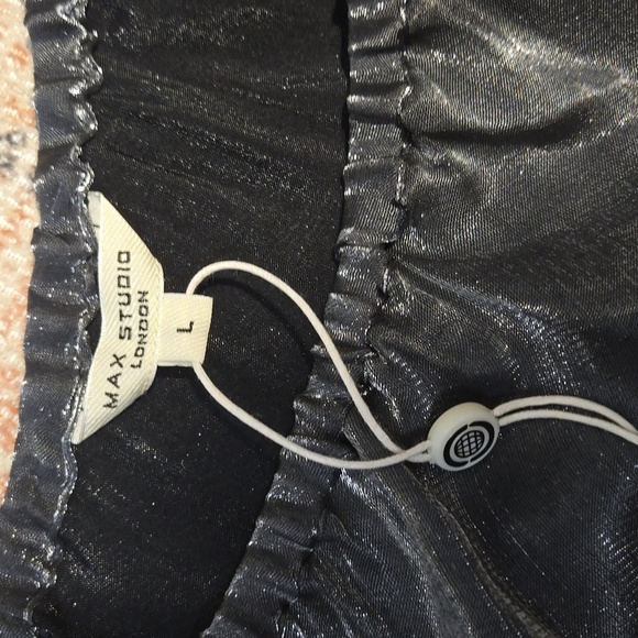 Max Studio Gunmetal Gray Iridescent Bias Cut Elastic Waist Maxi Skirt Size L - Picture 8 of 10